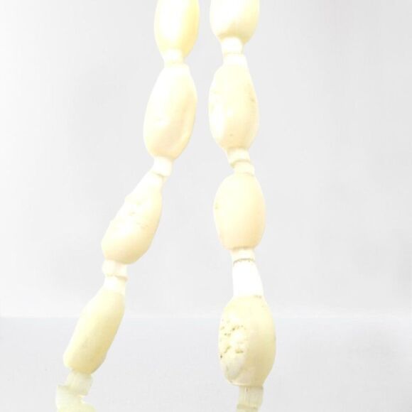 Cultured Freshwater Rice Pearl Necklace Vintage Baroque Single Strand w/Spacers - Picture 4 of 10